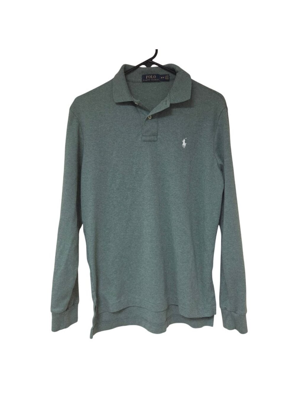 Polo Ralph Lauren Polo Shirt Long Sleeve Mens M Sage Green Logo Classic Collar